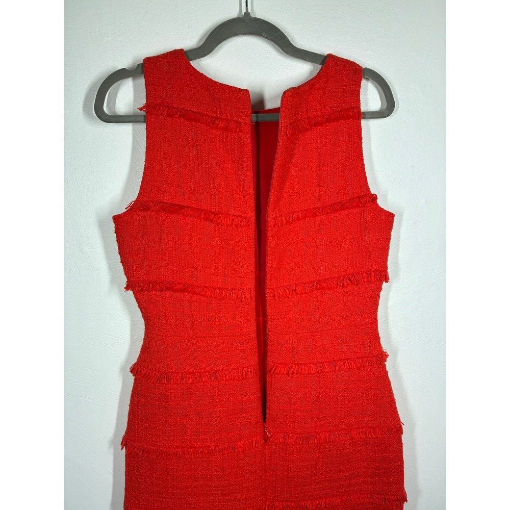 J Crew Orange Tweed Fringe Sheath Dress Size 4 Sleeveless Business Preppy Career - Picture 10 of 14